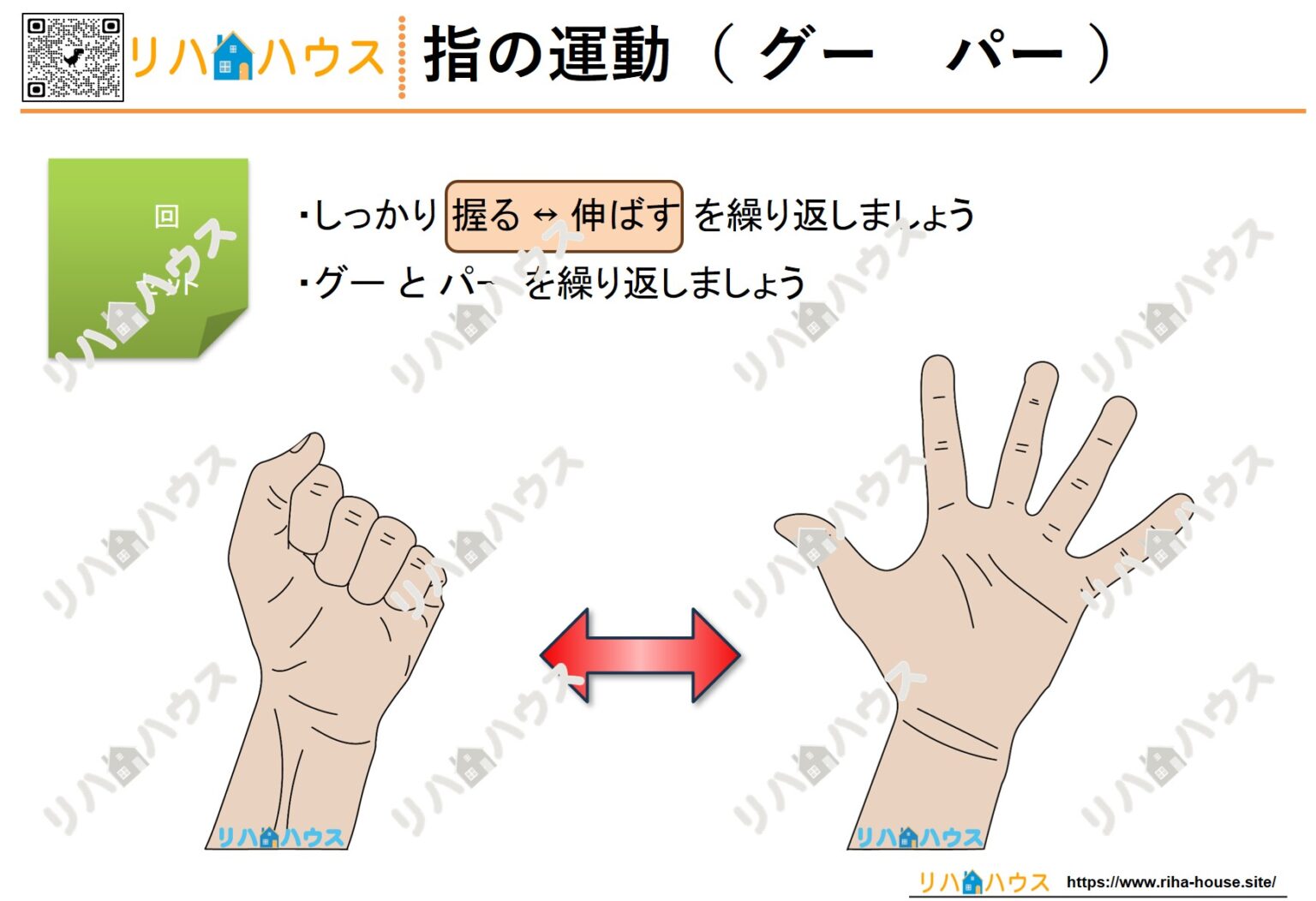 【無料ダウンロード】グー・パー運動のリハビリ素材|手指の屈曲・伸展を促す自主トレイラスト – リハビリ/自主トレーニング/脳トレ/認知症予防 ...